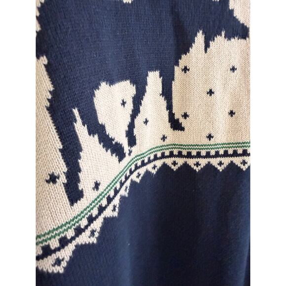 Vintage Wilderness Moose Nordic Fair Isle Knit Sweater XL Navy Graphic Pullover - Picture 4 of 8